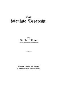 Cover image: Das koloniale Bergrecht 1st edition 9783112671771