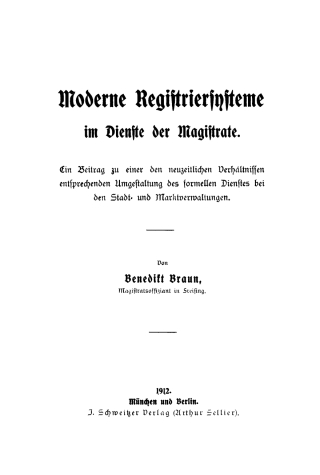 صورة الغلاف: Moderne Registriersysteme im Dienste der Magistrate 1st edition 9783112671832