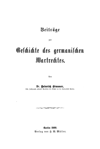 Cover image: Beiträge zur Geschichte des germanischen Wartrechtes 1st edition 9783112671894