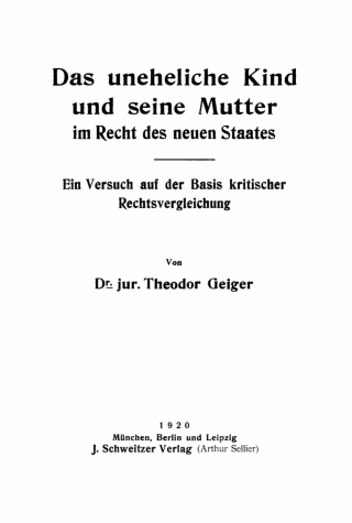 Cover image: Das uneheliche Kind und seine Mutter im Recht des neuen Staates 1st edition 9783112671993
