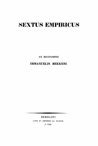 Imagen de portada: Sextus Empiricus 1st edition 9783112672174