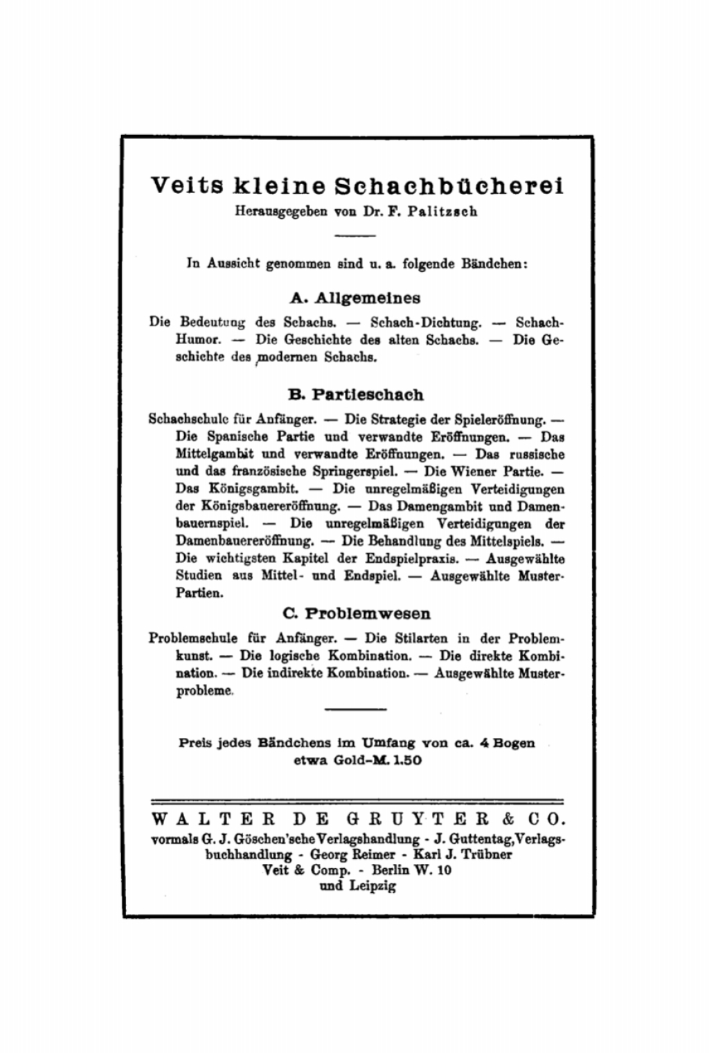 Die Bedeutung des Schachs 1st Edition