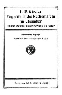 Titelbild: Logarithmische Rechentafeln für Chemiker, Pharmazeuten, Mediziner und Physiker 19th edition 9783112672396