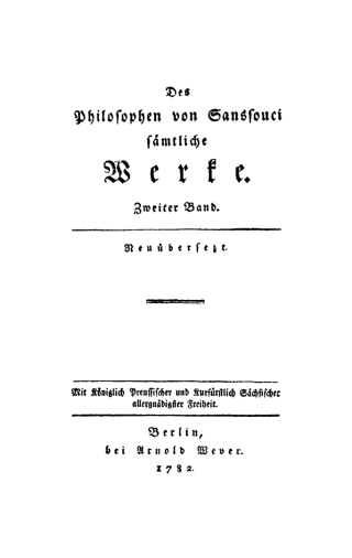 Cover image: Friedrich II, König von Preussen: Des Philosophen von Sanssouci sämtliche Werke. Band 2 1st edition 9783112672891