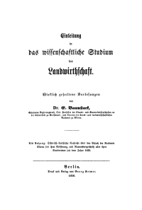 Titelbild: Einleitung in das wissenschaftliche Studium der Landwirtschaft 1st edition 9783112674239