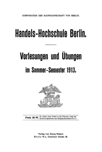 Cover image: Sommer-Semester 1913 1st edition 9783112674734