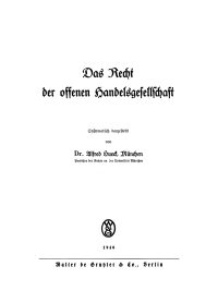 Cover image: Das Recht der offenen Handelsgesellschaft 1st edition 9783112675410