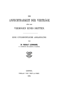 Imagen de portada: Die Anfechtbarkeit der Verträge für das Vermögen eines Dritten 1st edition 9783112675939