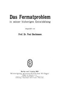 Cover image: Das Fermatproblem in seiner bisherigen Entwicklung 1st edition 9783112676073