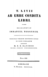 Imagen de portada: Titus Livius: T. Livii Ab Urbe Condita Libri. Pars 3 1st edition 9783112678732