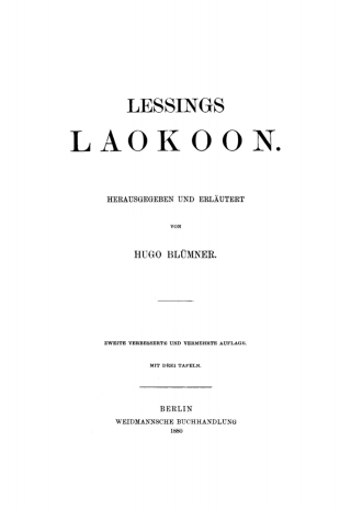 Imagen de portada: Lessings Laokoon 1st edition 9783112679777