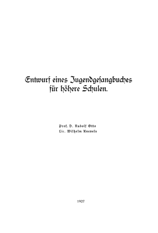 Cover image: Entwurf eines Jugendgesangbuches für höhere Schulen 1st edition 9783112685419