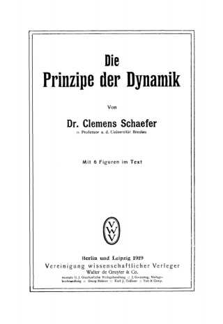 Immagine di copertina: Die Prinzipe der Dynamik 1st edition 9783112687116