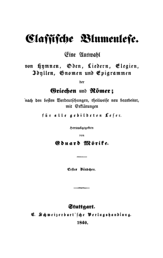 Imagen de portada: Classische Blumenlese 1st edition 9783112687277