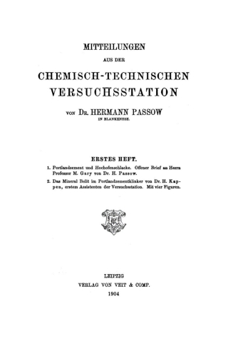 Imagen de portada: Mitteilungen aus der chemisch-technischen Versuchsstation von Hermann Passow in Blankenese. Heft 1 1st edition 9783112687437