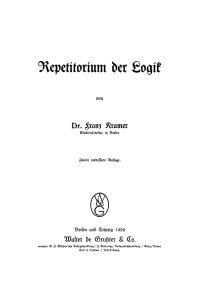 Cover image: Repetitorium der Logik 2nd edition 9783112687574