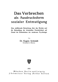 Cover image: Das Verbrechen als Ausdrucksform sozialer Entmutigung 1st edition 9783112687758