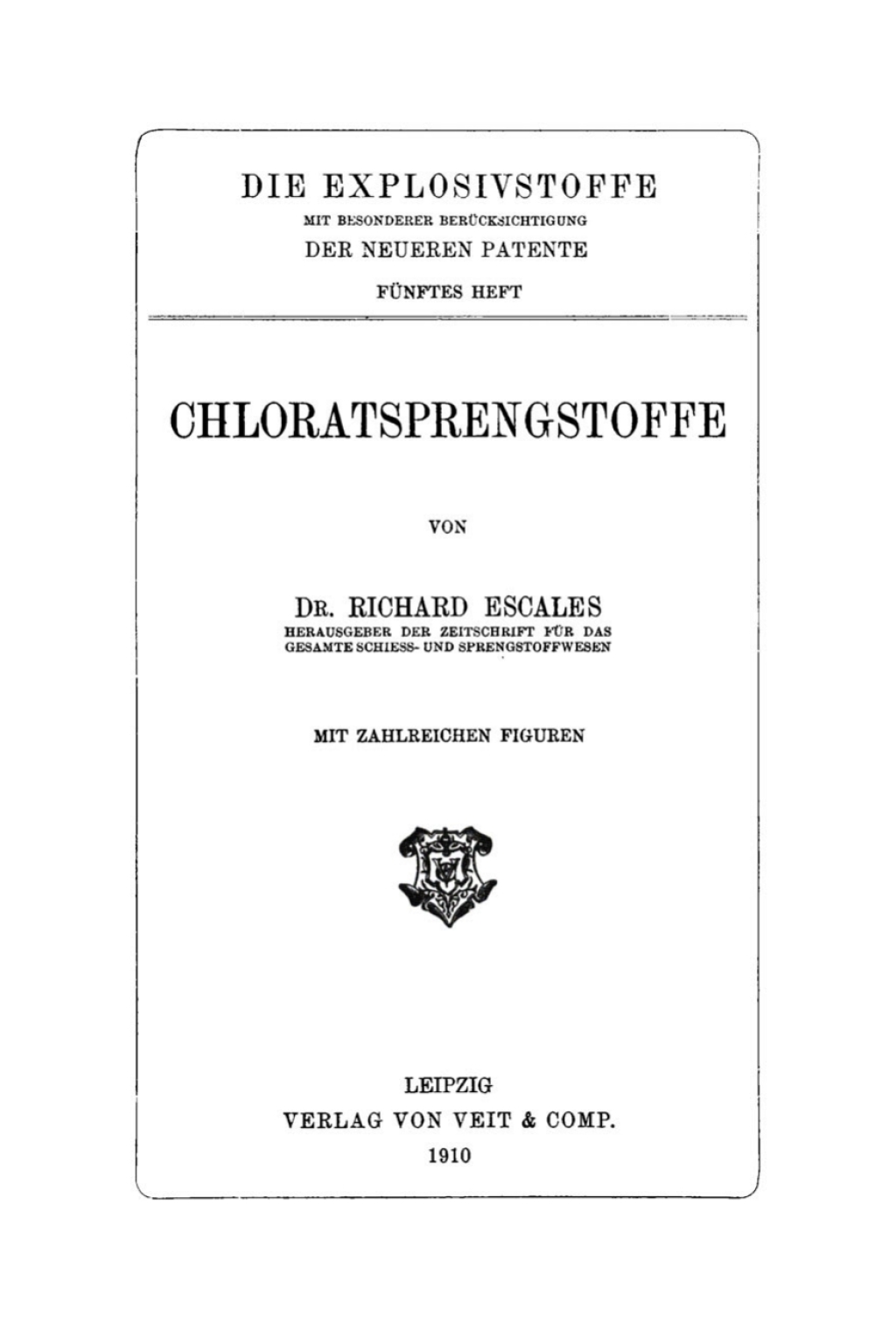 Chloratsprengstoffe 1st Edition