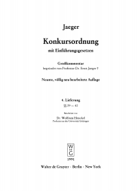Cover image: Konkursordnung mit Einführungsgesetzen. Lieferung 4: §§ 29–42 9th edition 9783112697498