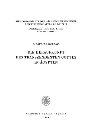Immagine di copertina: Die Heraufkunft des Transzendenten Gottes in Ägypten 1st edition 9783112701041