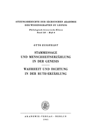 Imagen de portada: Stammessage und Menschheitserzählung in der Genesis. Wahrheit und Dichtung in der Ruth-Erzählung 1st edition 9783112701102