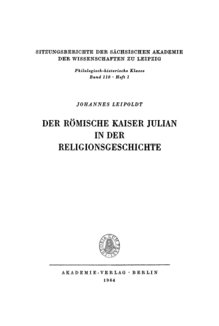 Titelbild: Der Römische Kaiser Julian in der Religionsgeschichte 1st edition 9783112701164