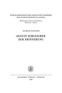 Imagen de portada: August Schleicher zur Erinnerung 1st edition 9783112701249