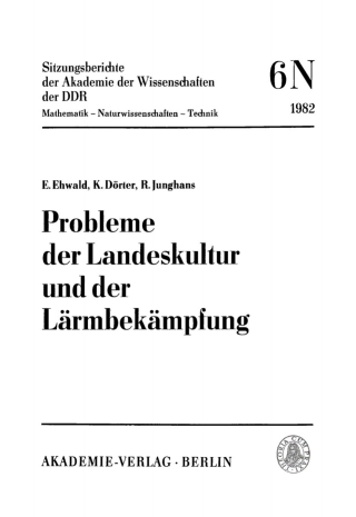 Imagen de portada: Probleme der Landeskultur und der Lärmbekämpfung 1st edition 9783112701508