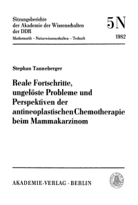 Cover image: Reale Fortschritte, ungelöste Probleme und Perspektiven der antineoplastischen Chemotherapie beim Mammakarzinom 1st edition 9783112701522