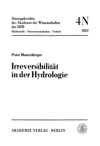 Cover image: Irreversibilität in der Hydrologie 1st edition 9783112701546