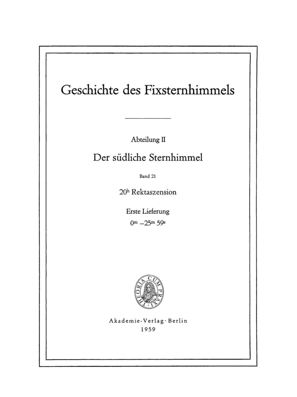 20h Rektaszension, Lieferung 1: 0m–25m59s 1st Edition
