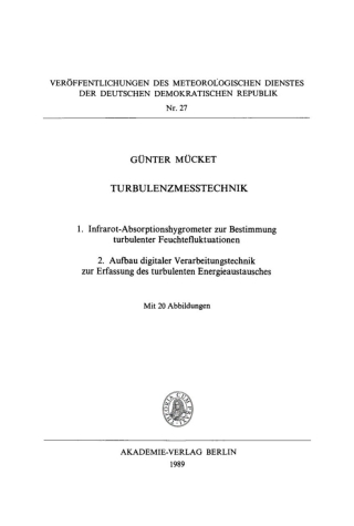 表紙画像: Turbulenzmesstechnik 1st edition 9783112703885