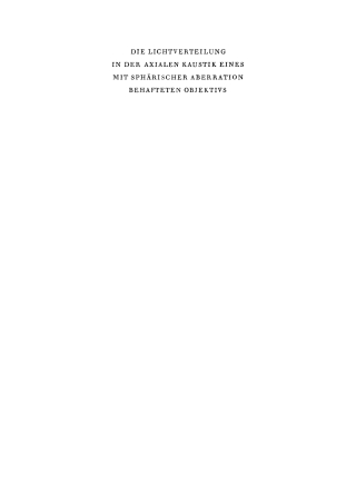 Cover image: Die Lichtverteilung im grossen in der Brennebene des photographischen Objektivs 1st edition 9783112705261