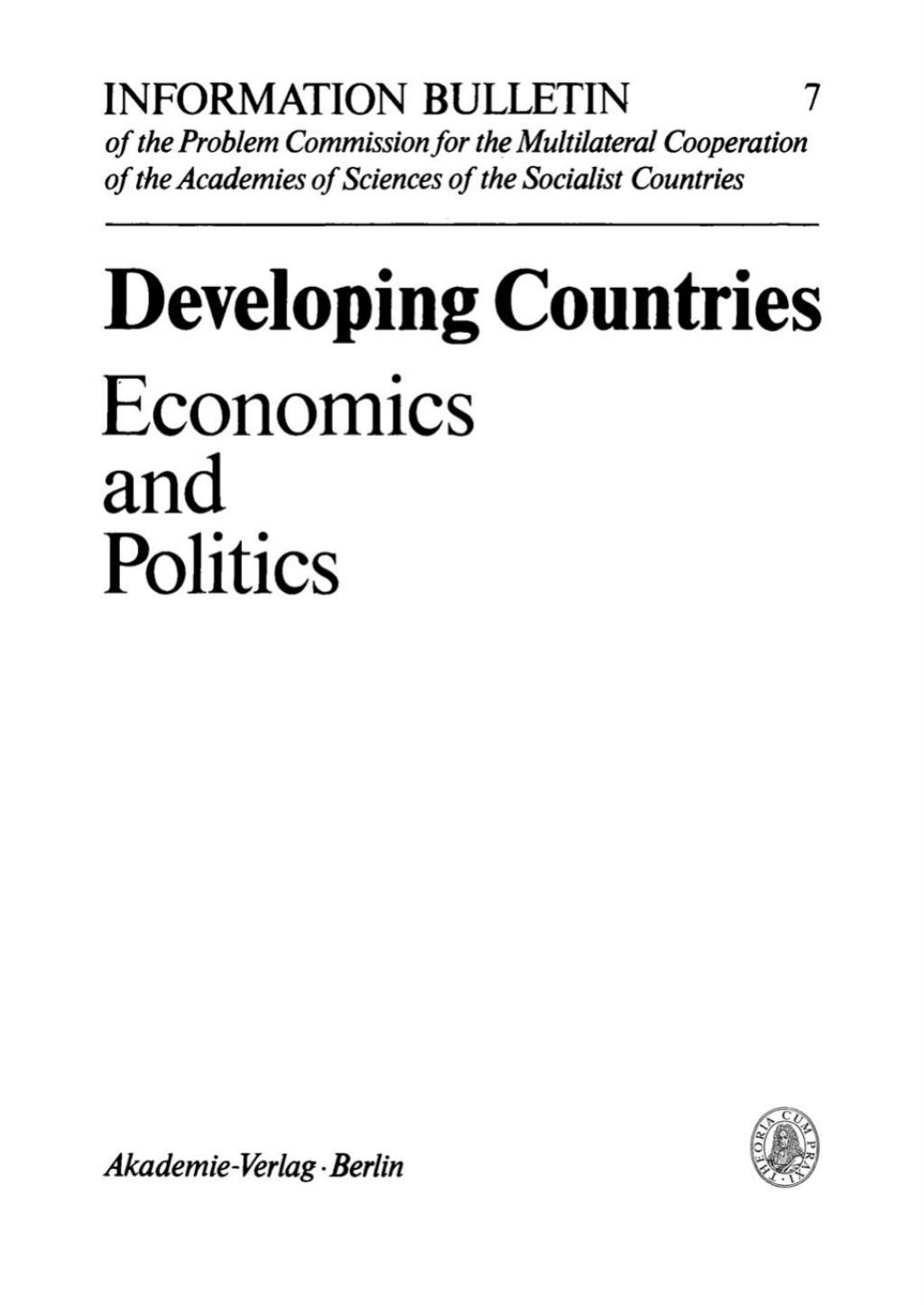 Developing Countries – Economics and Politics 1st Edition