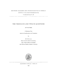 Immagine di copertina: The Thousand and Twelve Questions 1st edition 9783112707005