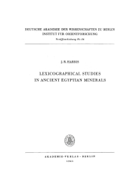 صورة الغلاف: Lexicographical Studies in Ancient Egyptian Minerals 1st edition 9783112707043