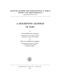 Cover image: A Descriptive Grammar of Igbo 1st edition 9783112707067