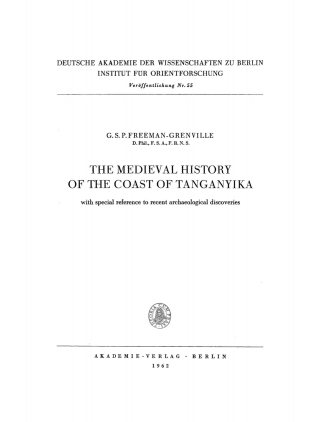 Cover image: The Medieval History of the Coast of Tanganyika 1st edition 9783112707081