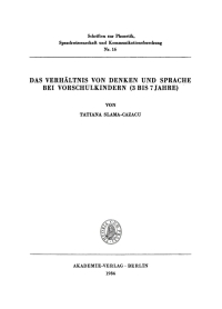Cover image: Das Verhältnis von Denken und Sprache bei Vorschulkindern (3 bis 7 Jahre) 1st edition 9783112707647