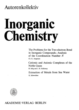 Cover image: Inorganic Chemistry 1st edition 9783112708262