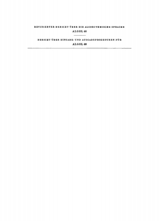 Cover image: Revidierter Bericht über die Algorithmische Sprache Algol 60 1st edition 9783112708620
