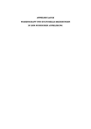 Cover image: Wissenschaft und kulturelle Beziehungen in der russischen Aufklärung 1st edition 9783112710883
