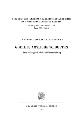 Cover image: Goethes amtliche Schriften 1st edition 9783112711187