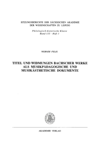 Titelbild: Titel und Widmungen Bachscher Werke als musikpädagogische und musikästhetische Dokumente 1st edition 9783112711286