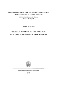 Titelbild: Wilhelm Wundt und die Anfänge der experimentellen Psychologie 1st edition 9783112711385