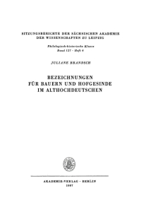 Cover image: Bezeichnungen für Bauern und Hofgesinde im Althochdeutschen 1st edition 9783112711446