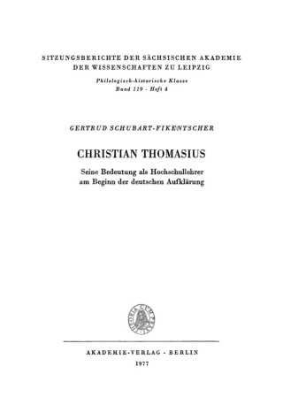 Cover image: Christian Thomasius 1st edition 9783112711460
