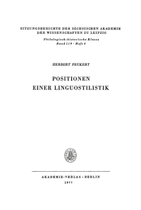 Cover image: Positionen einer Linguostilistik 1st edition 9783112711507