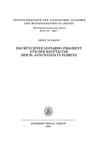 Imagen de portada: Das Münchner Leonardo-Fragment und der Hauptaltar der SS. Annunziata in Florenz 1st edition 9783112711569