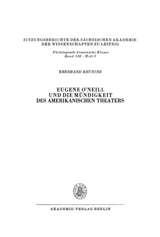 Cover image: Eugene O’Neill und die Mündigkeit des amerikanischen Theaters 1st edition 9783112711583